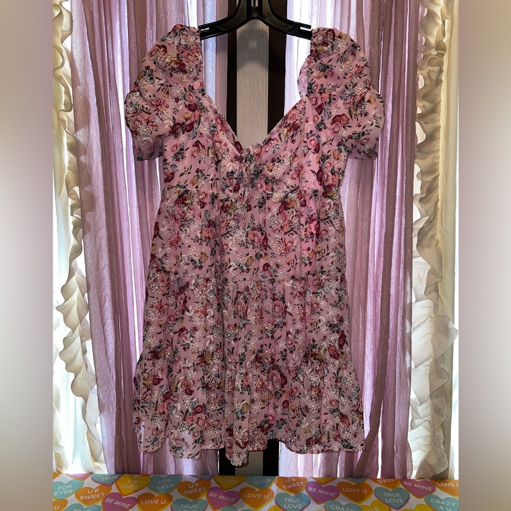 Blue rain, floral dress. Size medium.